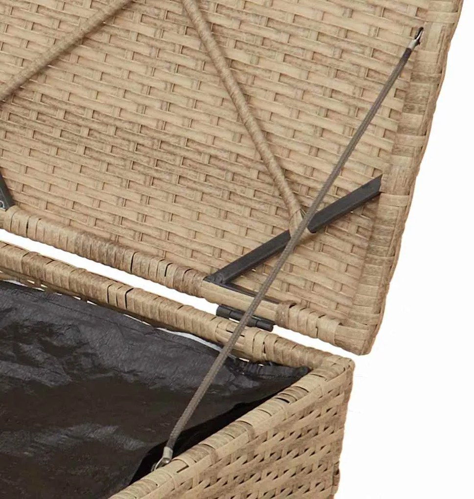 Caixa de Armazenamento ao Ar Livre Bege Rattan Sintético Média