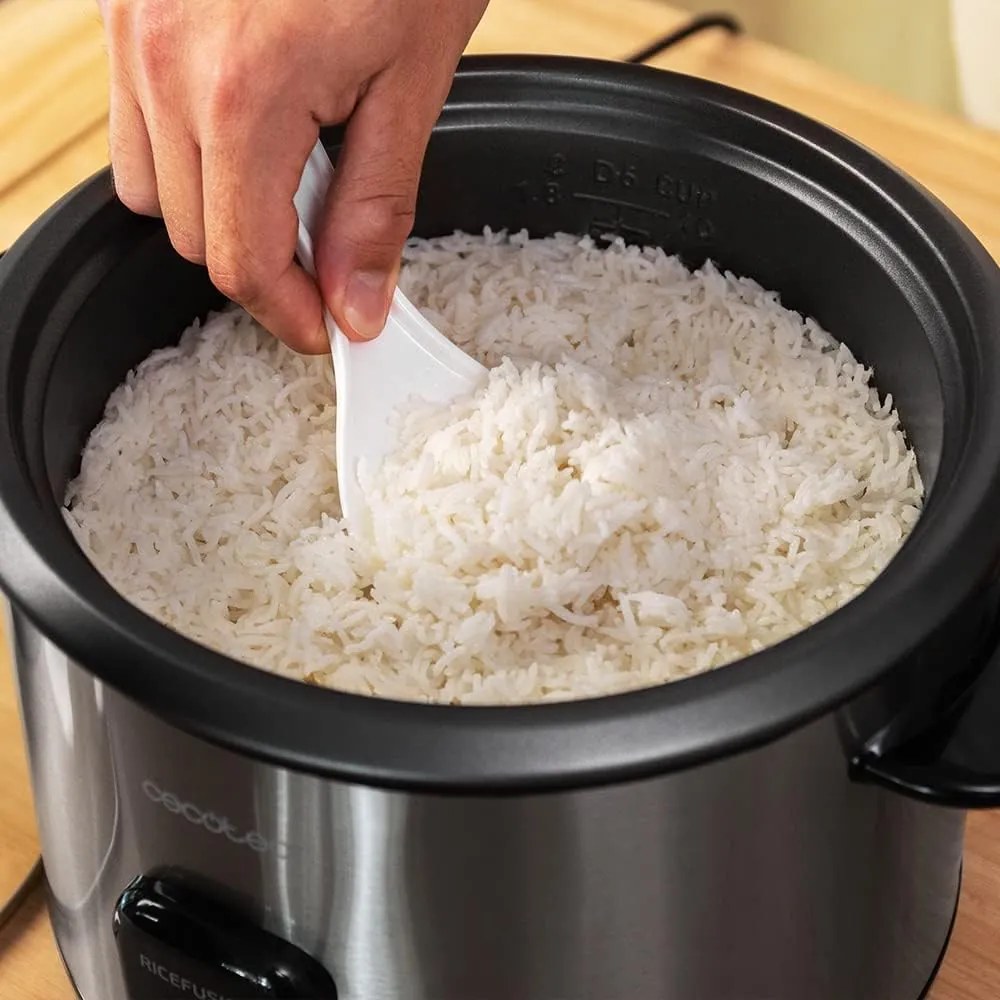 Panela elétrica de arroz de 700 W RiceFusion 7000 Inox. , capacidade 1,8 litros, 10 porções, em aço inoxidável e com a tampa em vidro