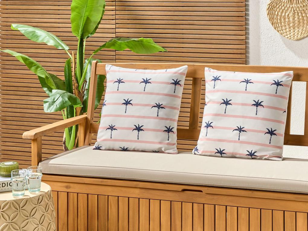 Conjunto de 2 almofadas decorativas de jardim com padrão de palmeiras branco 45 x 45 cm MOLTEDO Beliani