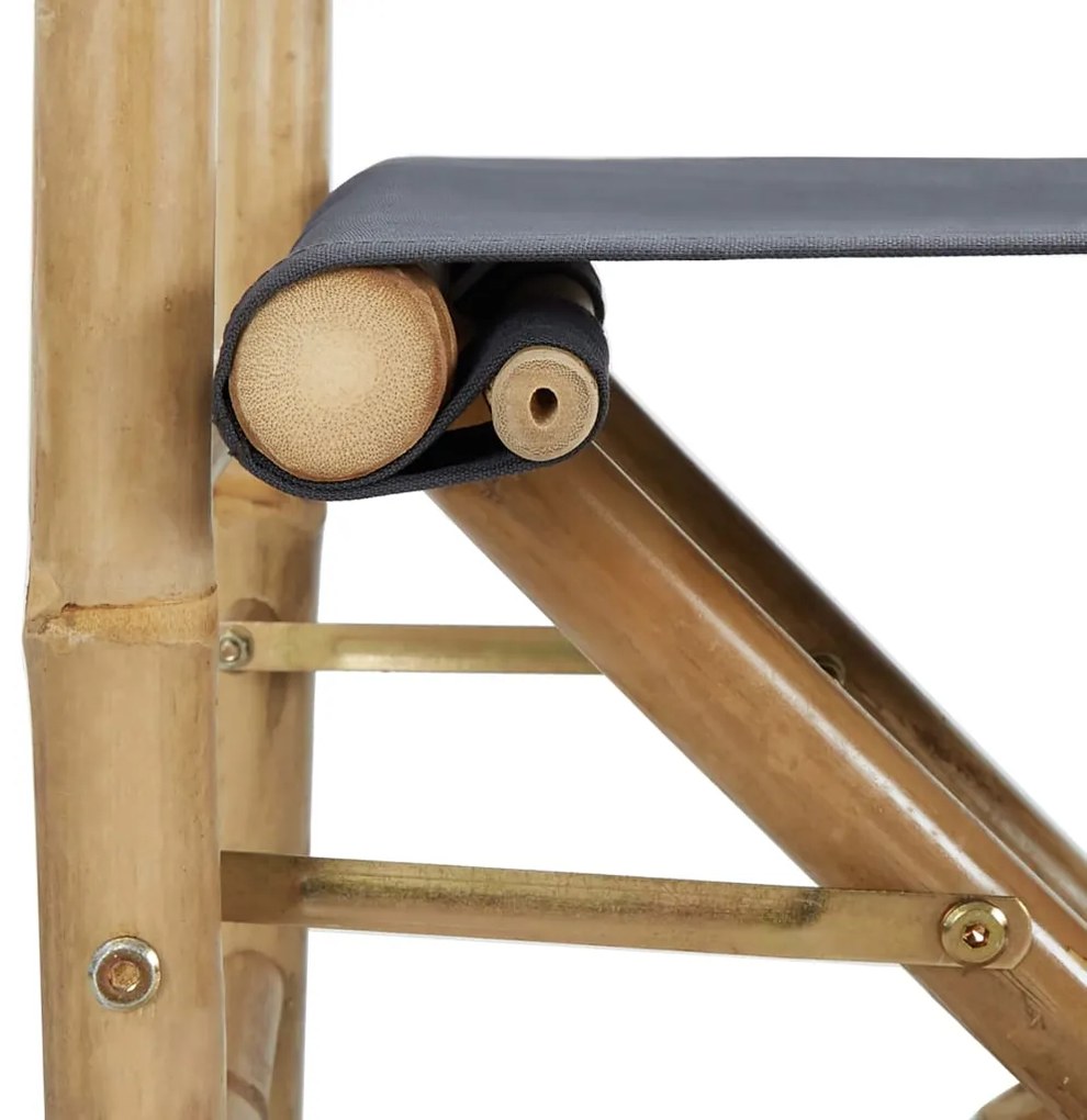 Cadeiras realizador dobráveis 2 pcs bambu e tecido cinza-escuro