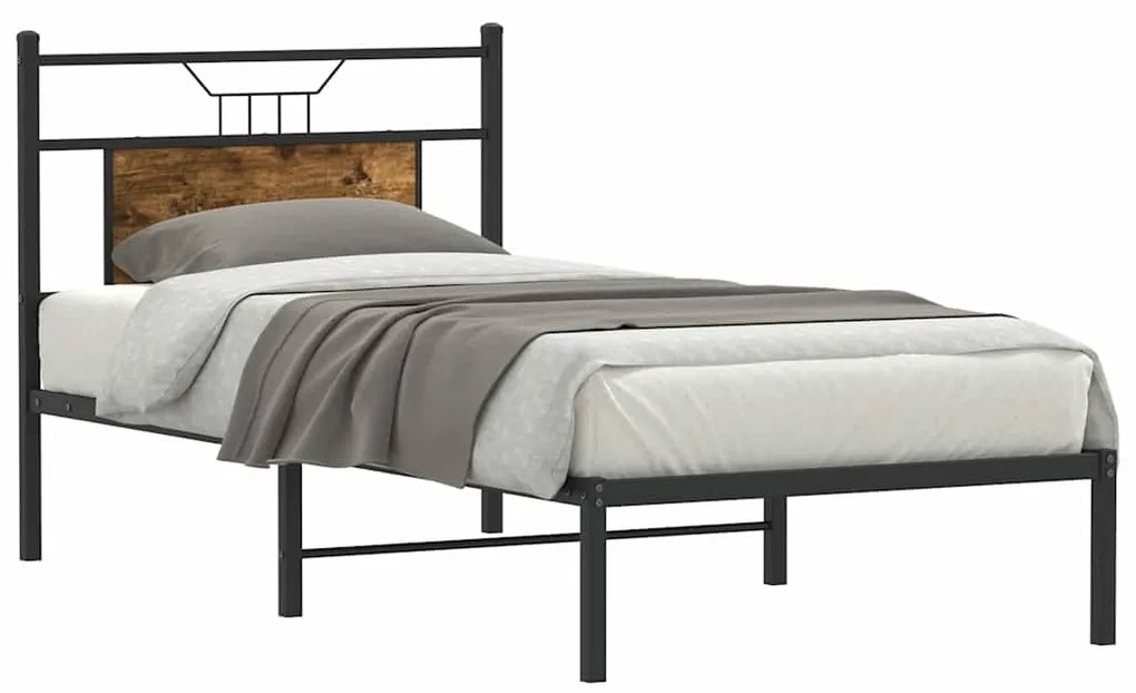 Estrutura cama s/ colchão derivados de madeira carvalho fumado