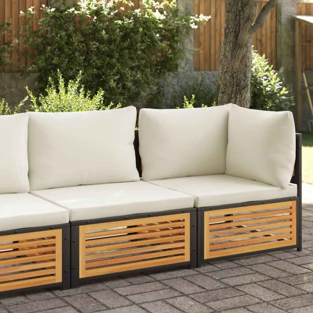vidaXL Sofá de 2 lugares para jardim com almofadões acácia maciça