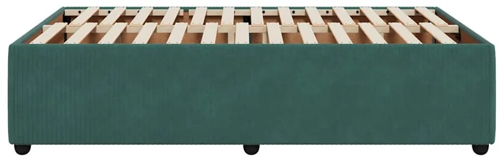 Estrutura de cama sem colchão 120x200 cm veludo verde-escuro