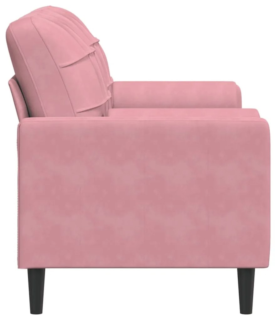 Sofá 2 lugares c/ almofadas decorativas 140 cm veludo rosa
