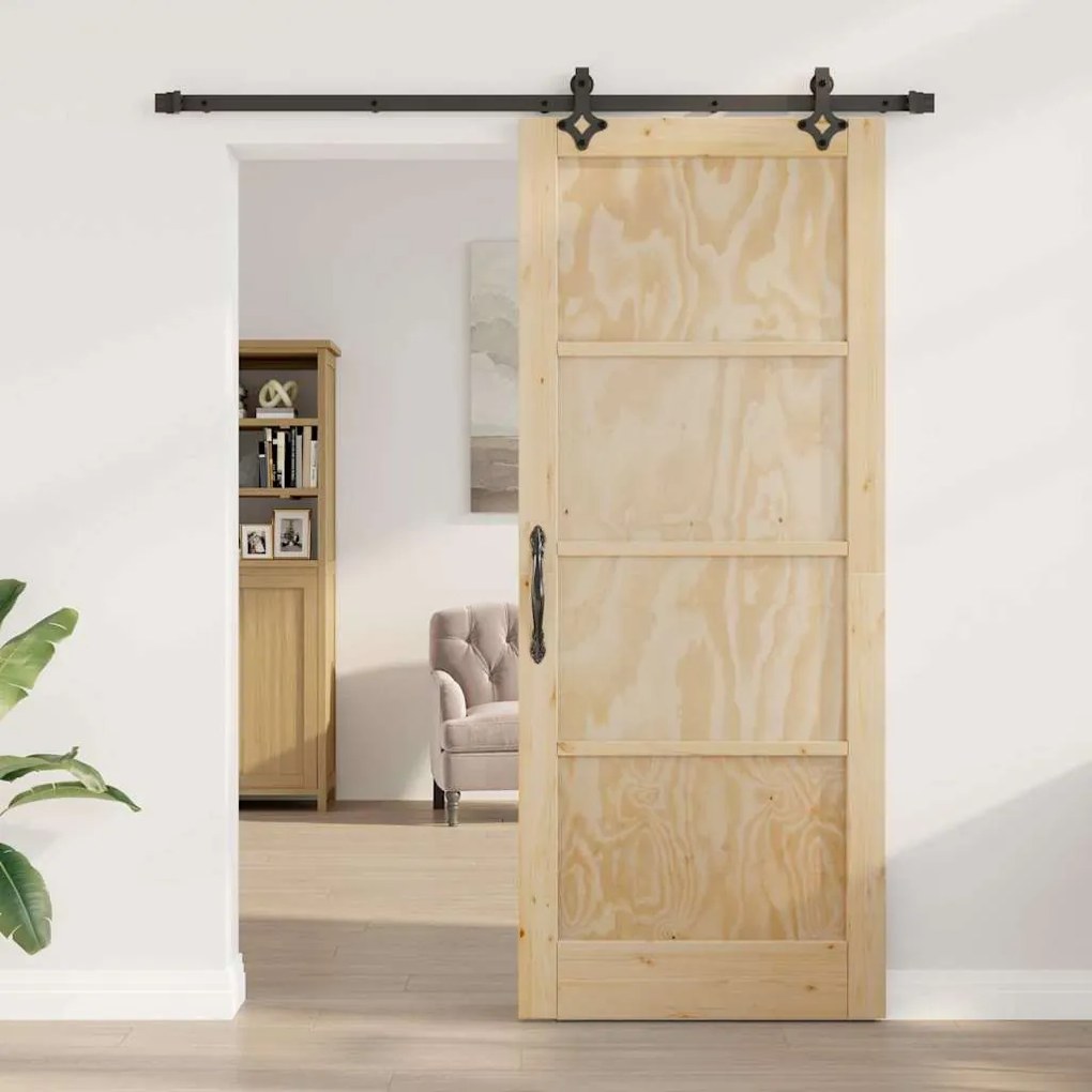 Porta Deslizante vidaXL com Conjunto de Ferragens 86x211 cm Madeira Ma