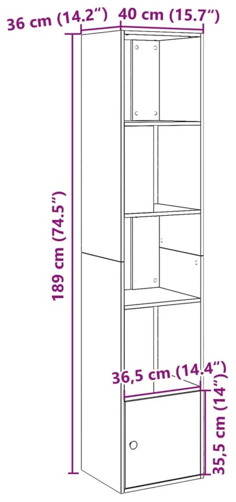 Estante 40x36x189 cm derivados de madeira cinzento cimento