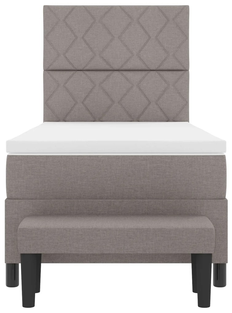Cama Box Spring com Colchão & Banco Taupe 90x190 cm Tecido