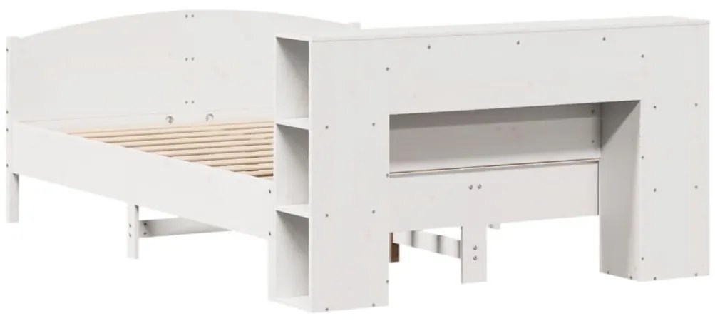 Cama com estante sem colchão 150x200 cm pinho maciço branco