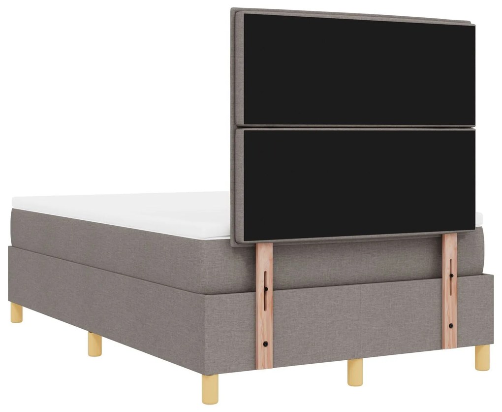 Cama Box Spring com Colchão e LED Taupe 120x200 cm Tecido
