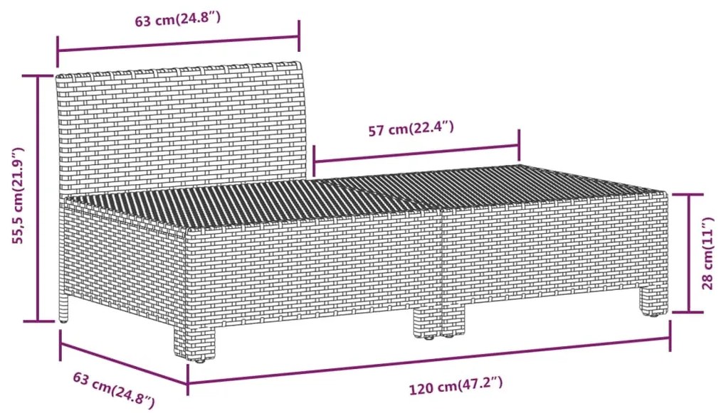 6 pcs conjunto lounge de jardim c/ almofadões vime PE cinzento