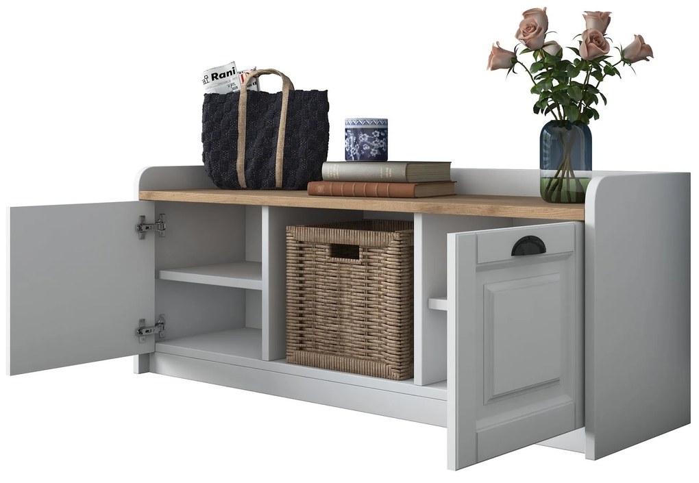 Sapateira P2 – Branco e Nogueira – 120x45x40 cm