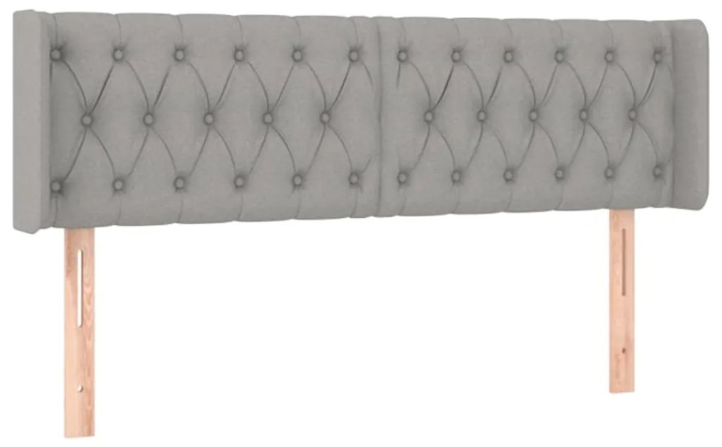 Cabeceira cama c/ luzes LED tecido 147x16x78/88 cm cinza-claro