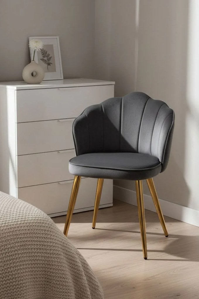 Cadeira Blume Gold Veludo - Cinza escuro