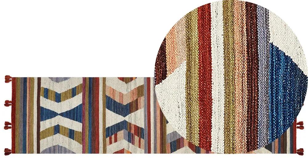Tapete Kilim em lã multicolor 80 x 300 cm MRGASHAT Beliani