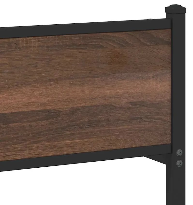 Estrutura de cama sem colchão 140x190cm metal carvalho castanho