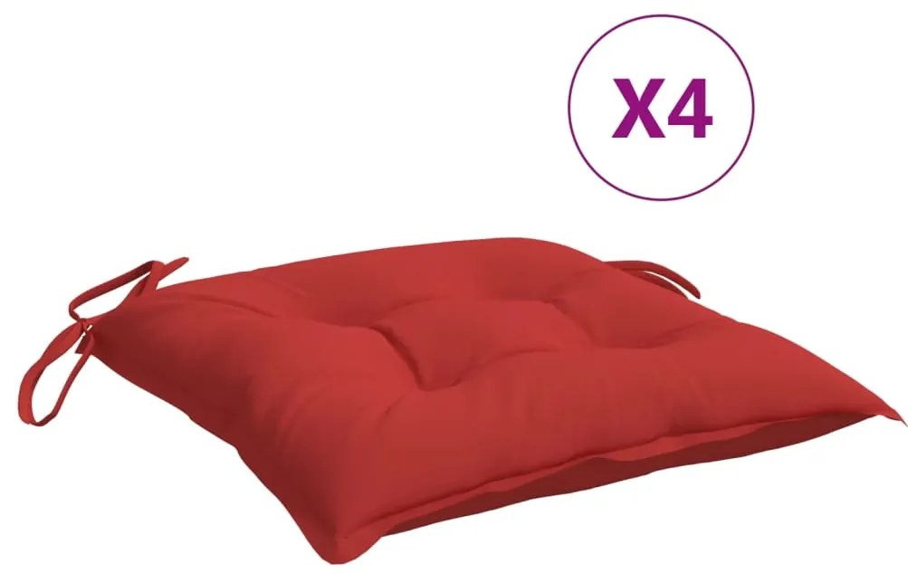 Almofadões de cadeira 4 pcs 50x50x7 cm tecido vermelho