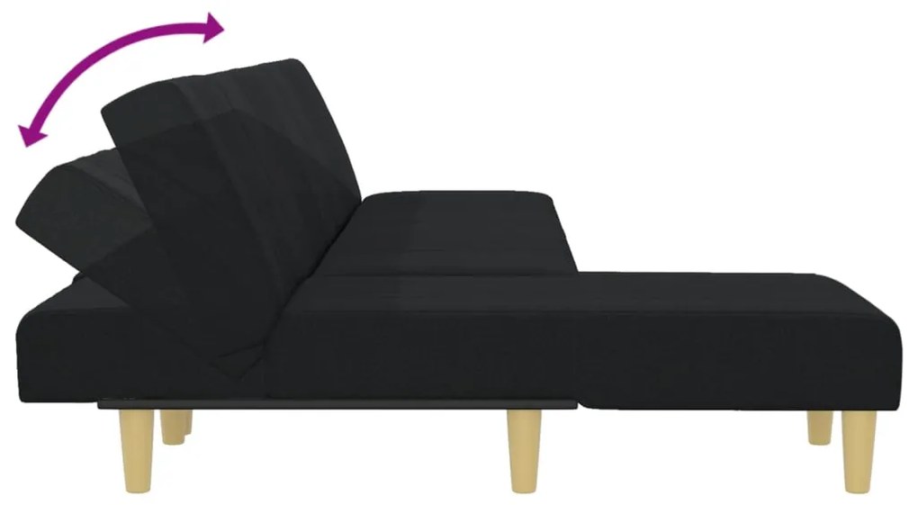 Sofá-cama em forma de L 279x140x70 cm tecido preto