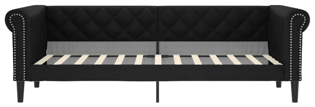 Sofá-cama c/ gavetão e gavetas 90x200 cm couro artificial preto