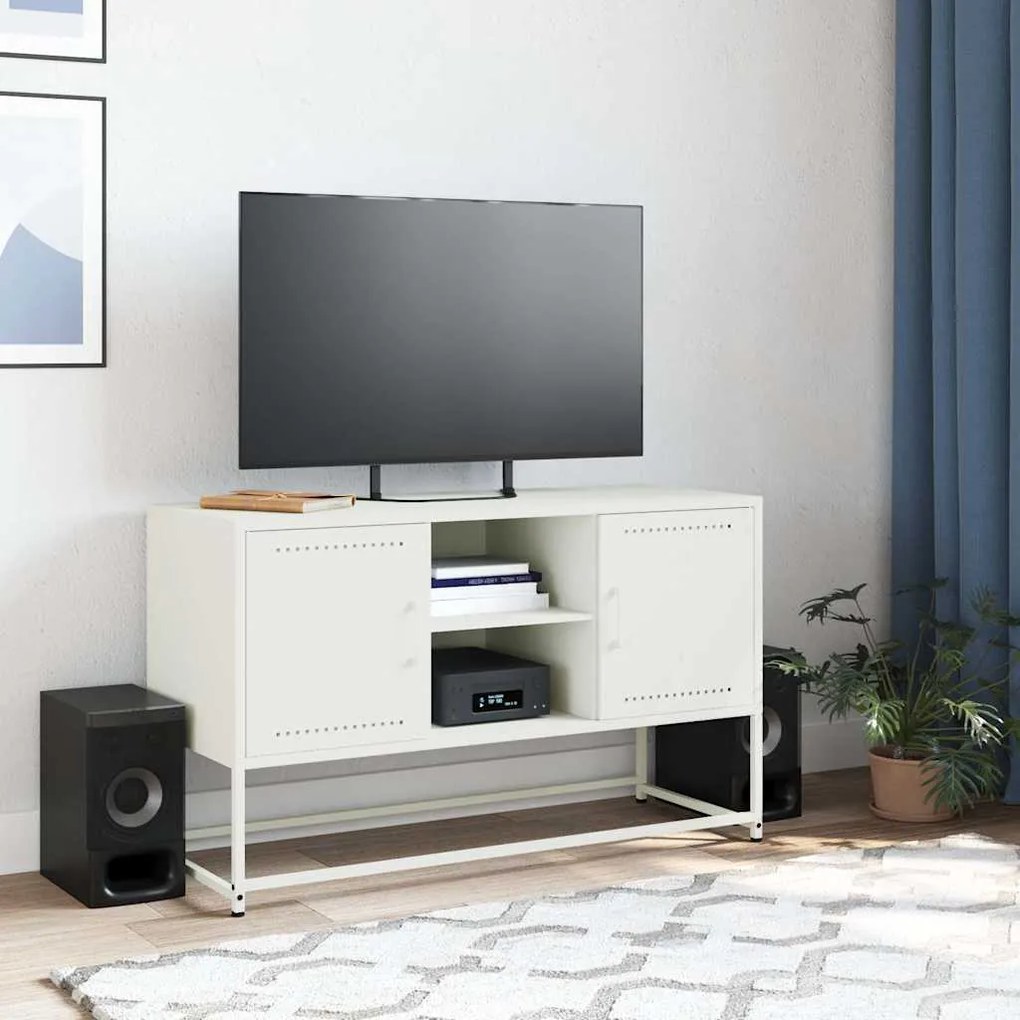 Móvel de TV 100,5x39x60,5 cm aço branco