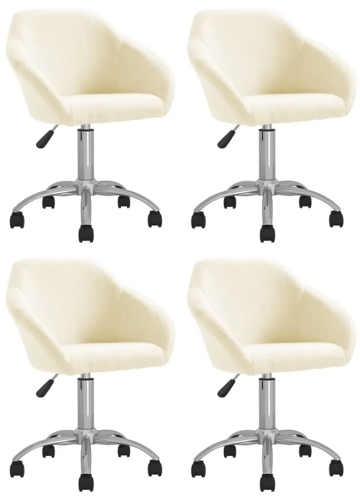 vidaXL Cadeiras de jantar giratórias 4 pcs tecido cor creme