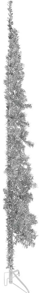 Meia árvore de Natal fina com suporte 240 cm prateado
