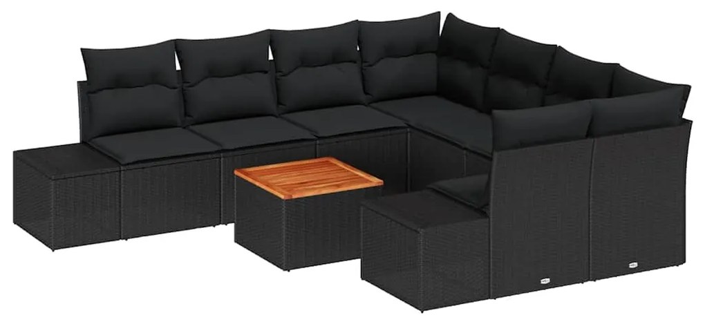 Conjunto de Sofá de Jardim 9 pcs Preto 55 x 55 x 37 cm