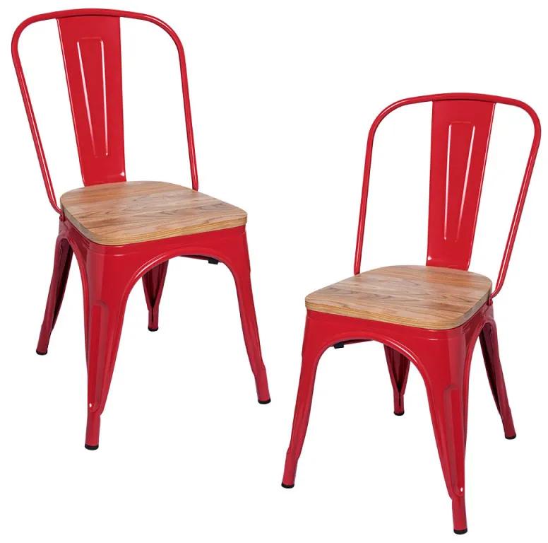 Pack 2 Cadeiras Torix Madeira Natural - Vermelho