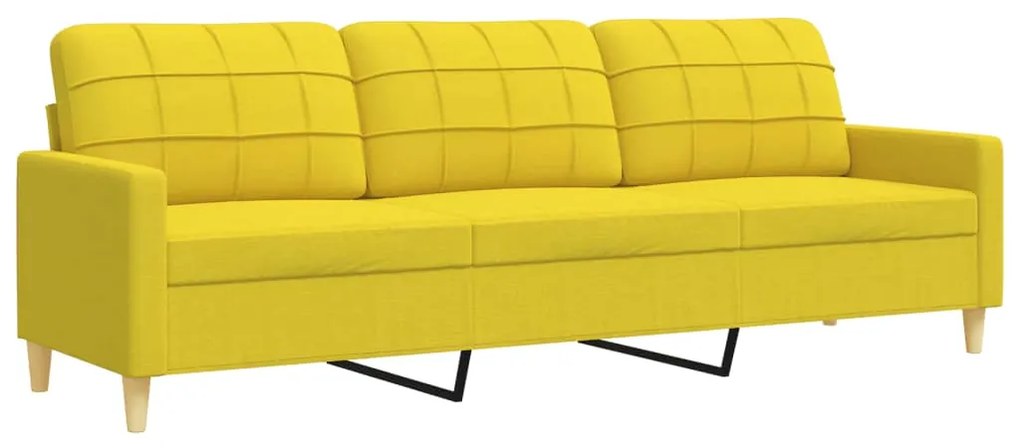 3 pcs conjunto de sofás com almofadas tecido amarelo-claro