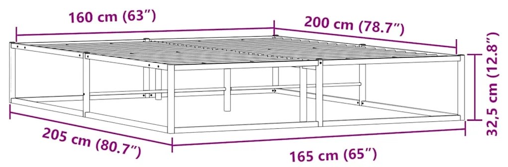 Estrutura de cama sem colchão branco 160x200 cm metal