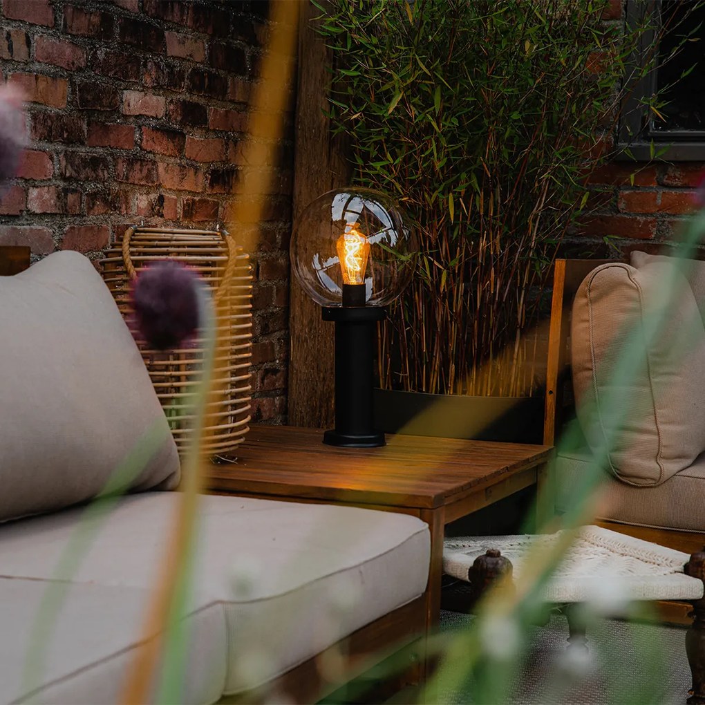 Candeeiro de pé exterior preto com globo transparente 50 cm IP44 - Sfera