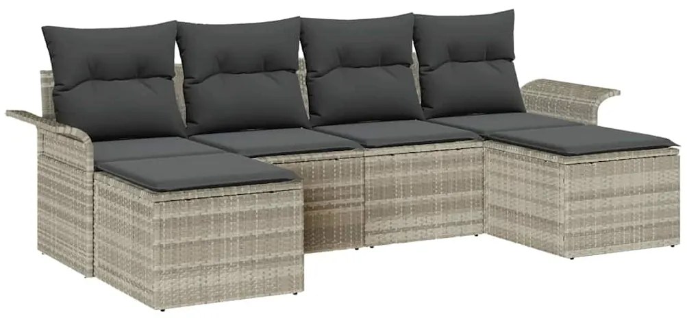 Conjunto de Sofá de Jardim vidaXL 6 Peças com Almofadas Rattan Sintéti