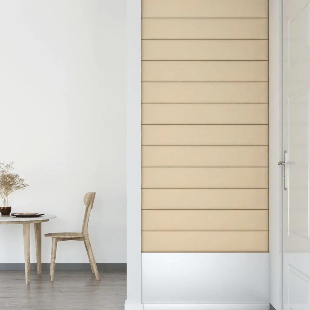 Painel de parede 12 pcs 90x15 cm tecido 1,62 m² cor creme