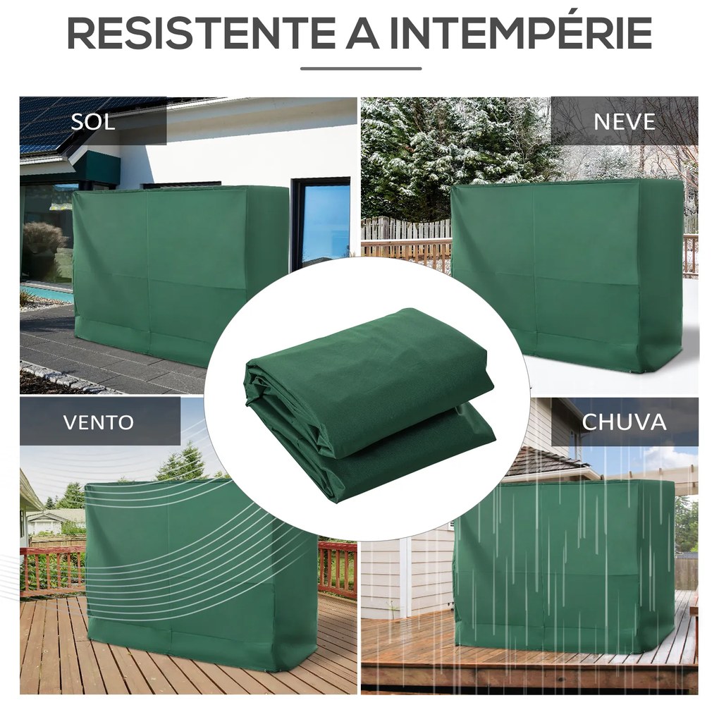 Capa para Baloiço de Jardim Capa de Proteção para Baloiço com Cordas Ajustáveis Impermeável Anti UV 240x133x185 cm Verde