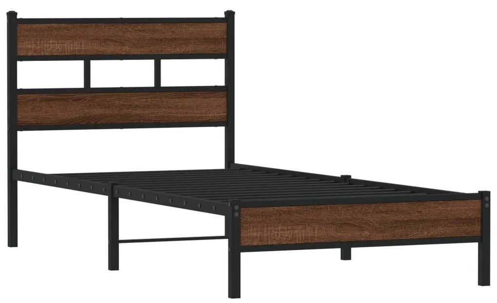 Estrutura cama s/ colchão derivados madeira carvalho castanho