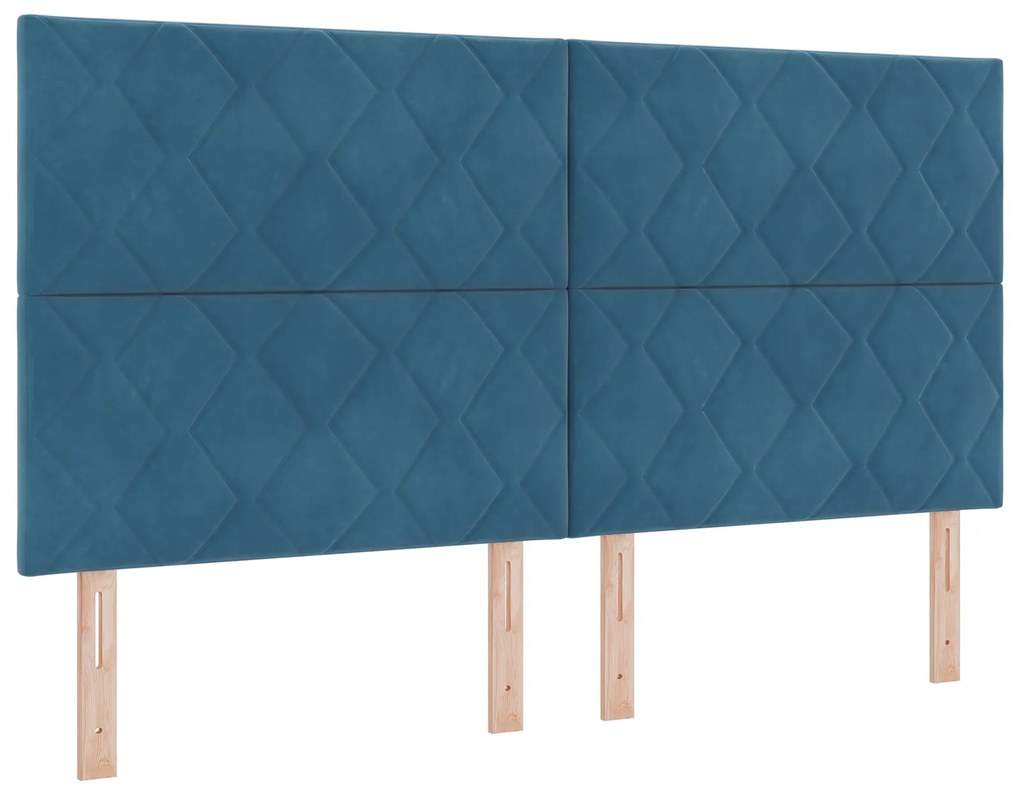 Cabeceira Design Blocos de Diamante Azul Escuro 180 cm Veludo