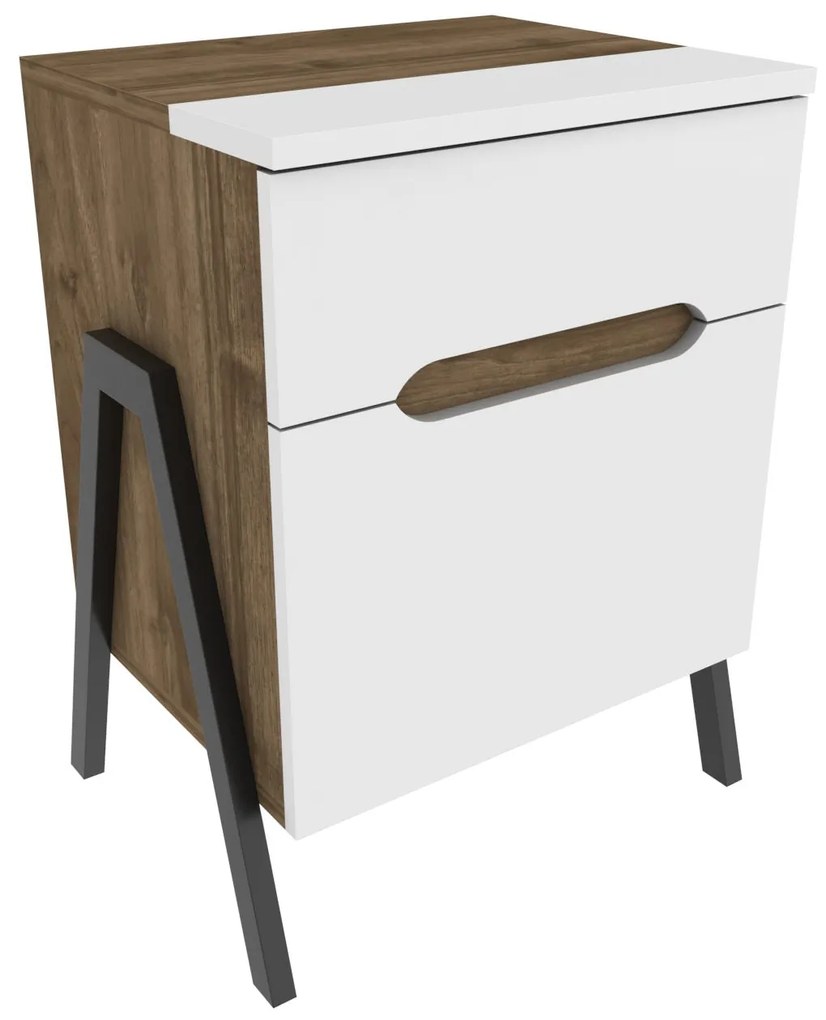 Mesa de Cabeceira Neva – Nogueira Branca – 45x38x63,5 cm