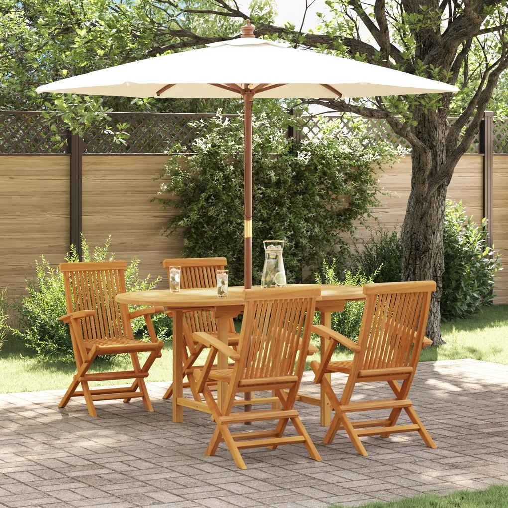Conjunto de Jantar de Jardim vidaXL com 5 Peças em Madeira de Teca Sólida