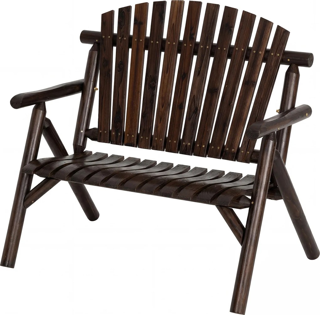 Banco de Jardim para 2 Pessoas, 115 x 80 x 106 cm, Encosto Alto, Castanho