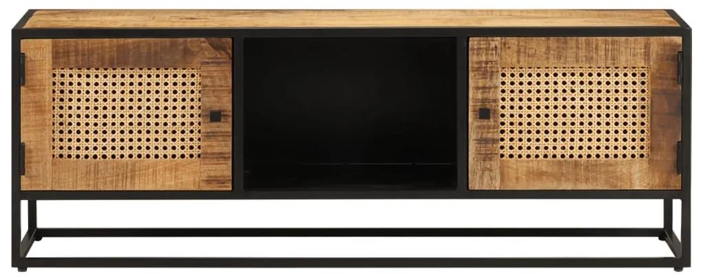 Móvel de TV 110x30x40 cm madeira mangueira áspera maciça/ferro