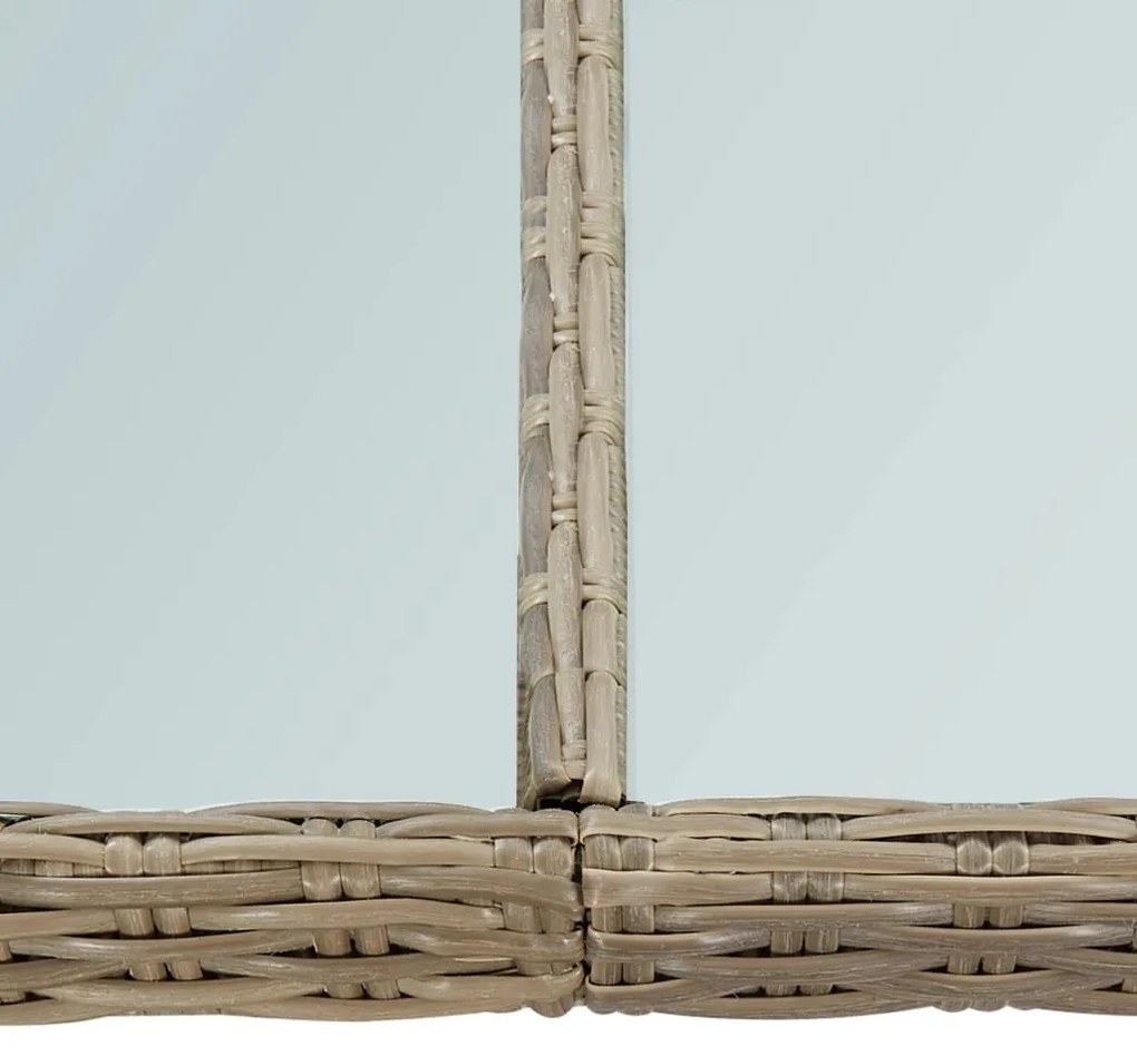Mesa de jantar jardim 200x100x74 cm vidro e vime PE castanho