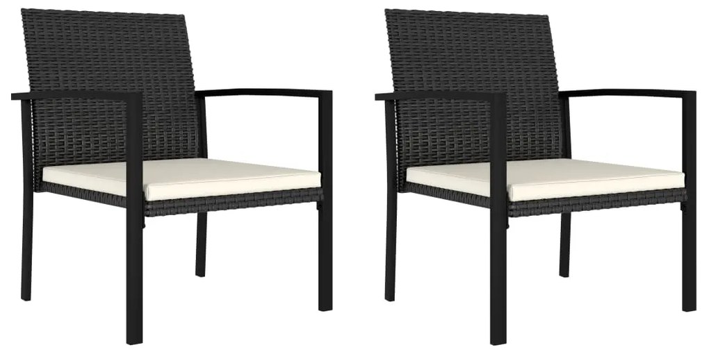 vidaXL Cadeiras de jantar para jardim 2 pcs vime PE preto