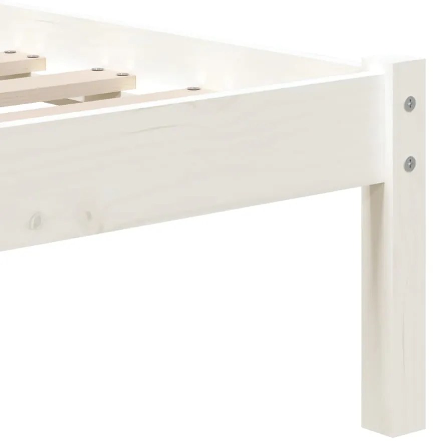 Estrutura de cama solteiro 90x190 cm madeira maciça branco