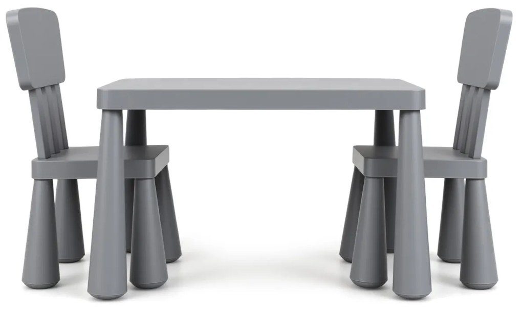 Conjunto com mesa e 2 cadeiras para crianças para comer, desenhar ou estudar 76,5 x 54,5 x 49,5 cm Cinza