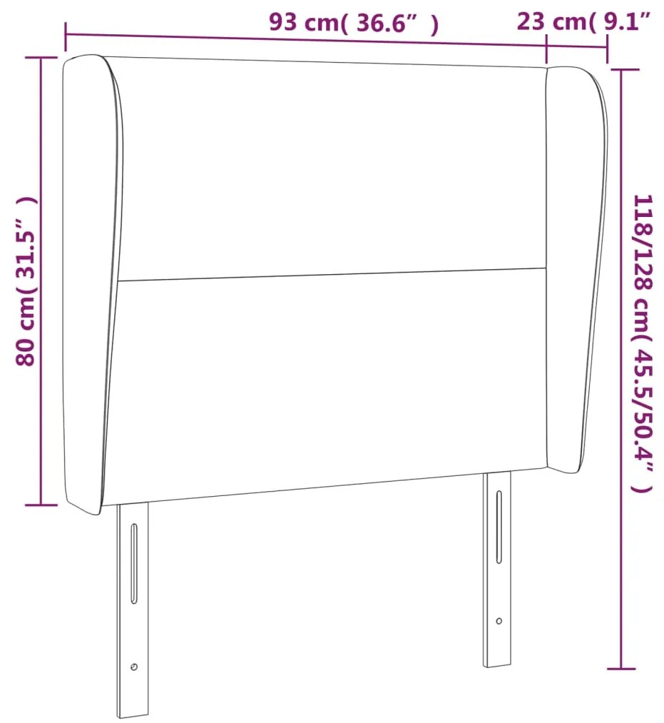 Cabeceira cama c/ abas veludo 93x23x118/128 cm azul-escuro