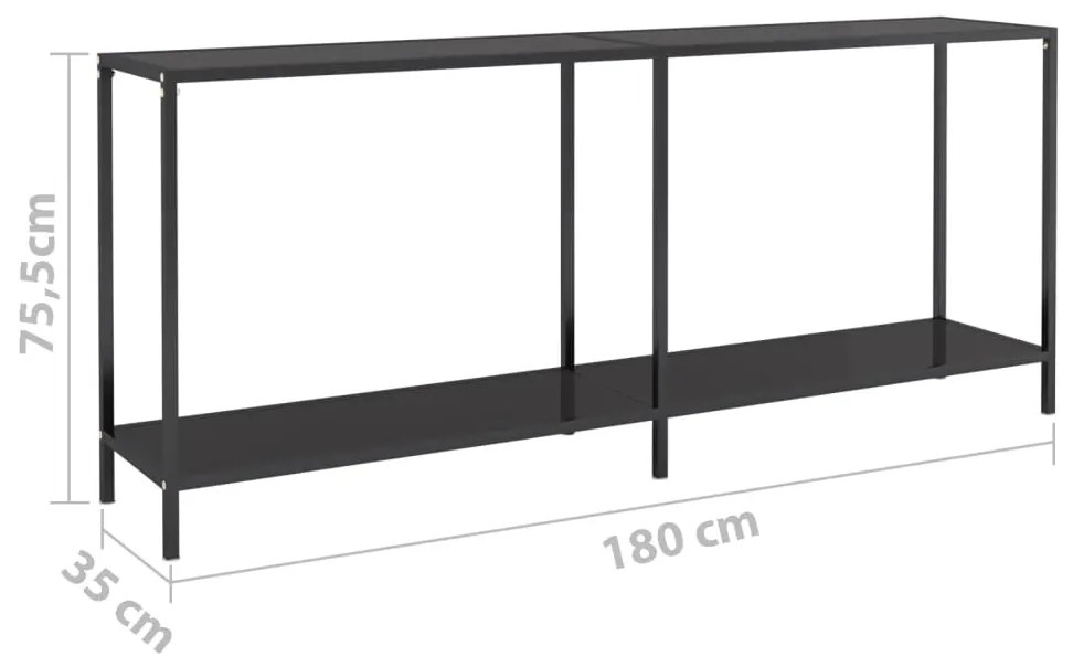 Mesa consola preto 180x35x75,5 cm vidro temperado