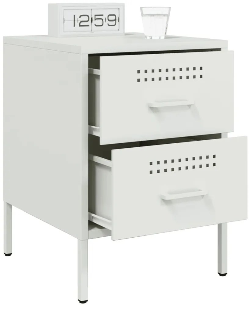Mesas de cabeceira 2 pcs 36x39x50,5 cm aço branco