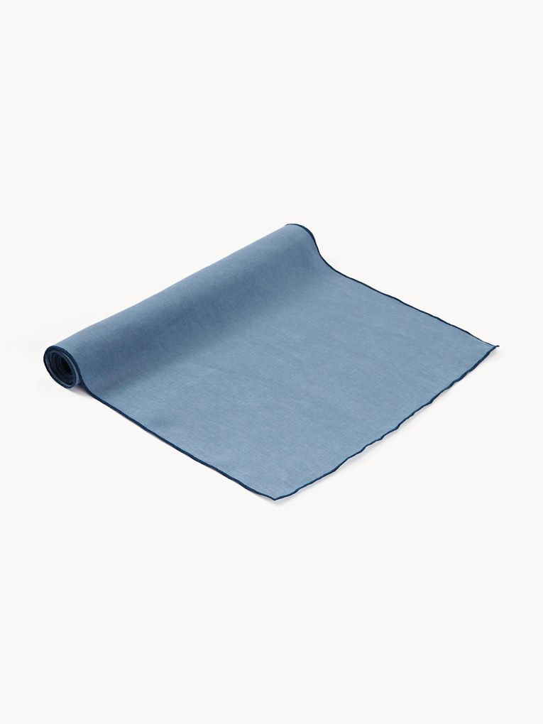 Caminho de mesa em linho com rebordo decorativo Kennedy