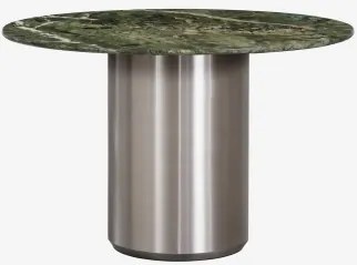 Mesa De Jantar Redonda Ø120 Cm Luceida Mármore Verde Forest & Aço Inoxidável Escovado - Sklum