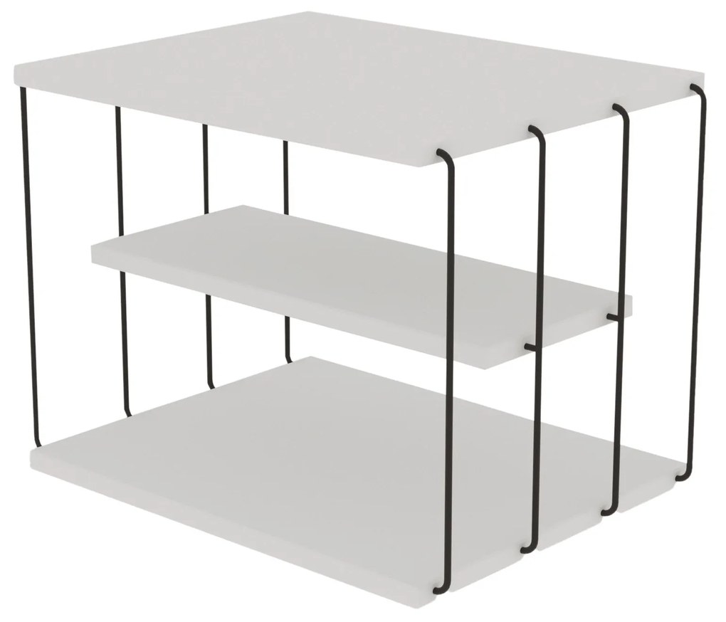 Mesa de Apoio Lifon – Branco/Preto – 50x33x40 cm