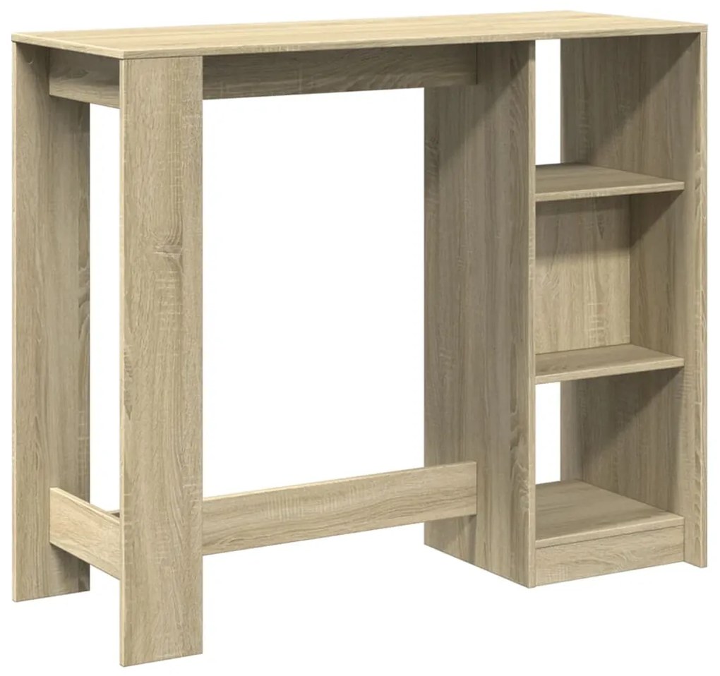 Mesa de bar c/ prateleiras derivados de madeira carvalho sonoma